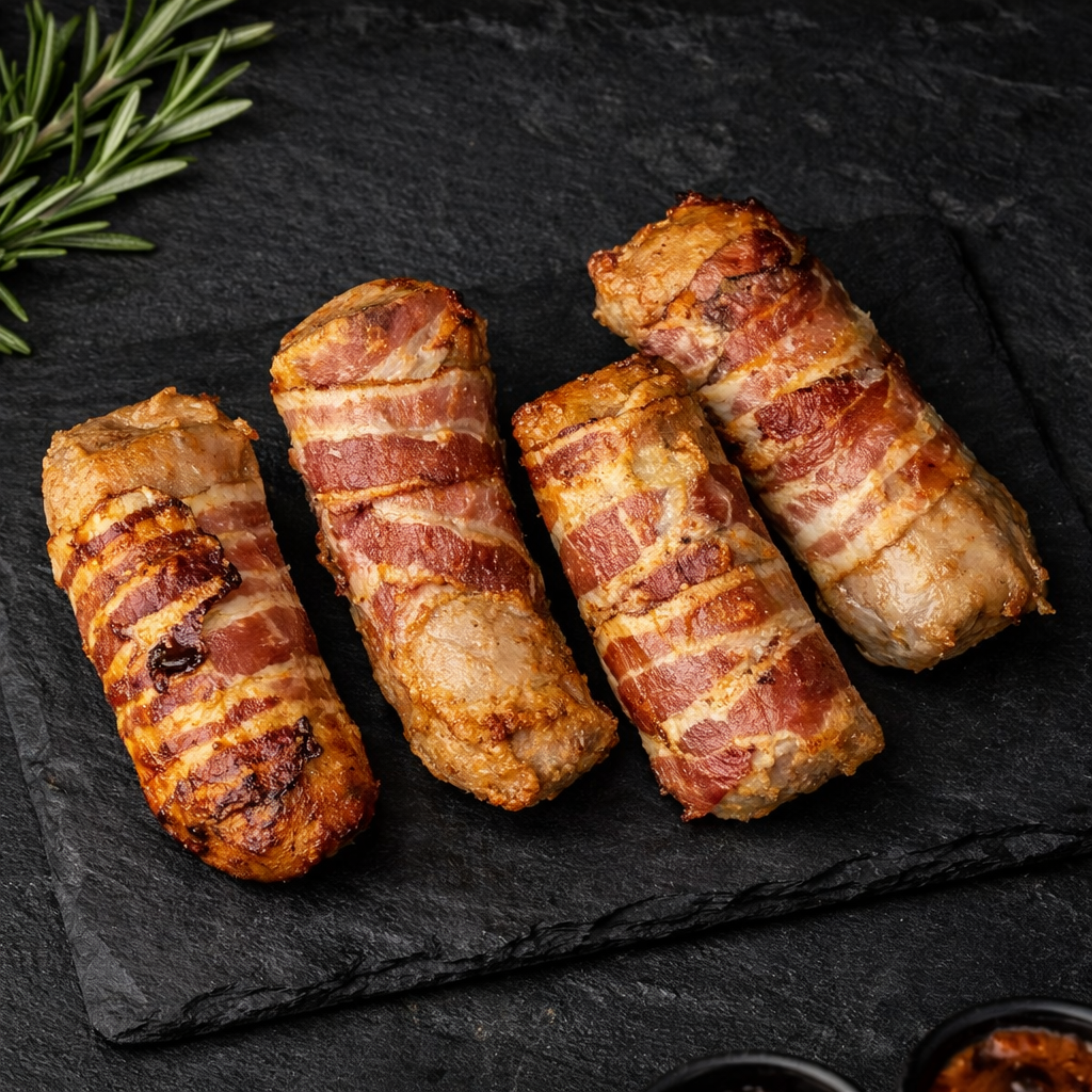 Kip bacon rollen voorgegaard
