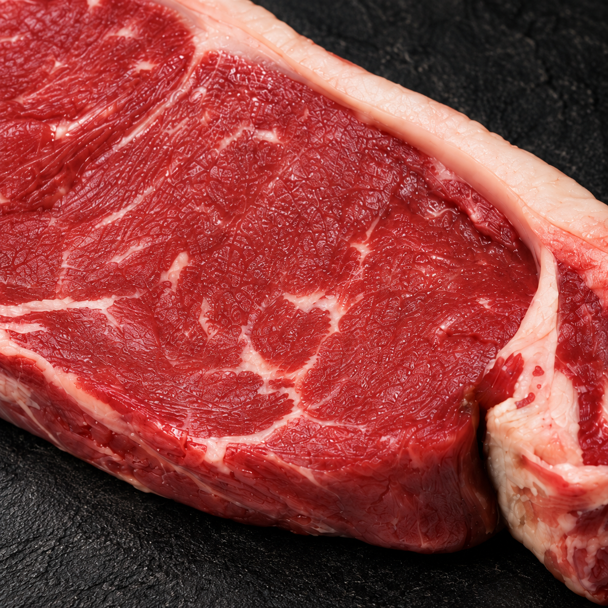 Detail van entrecote met natuurlijke vleesstructuur – Meat & Go