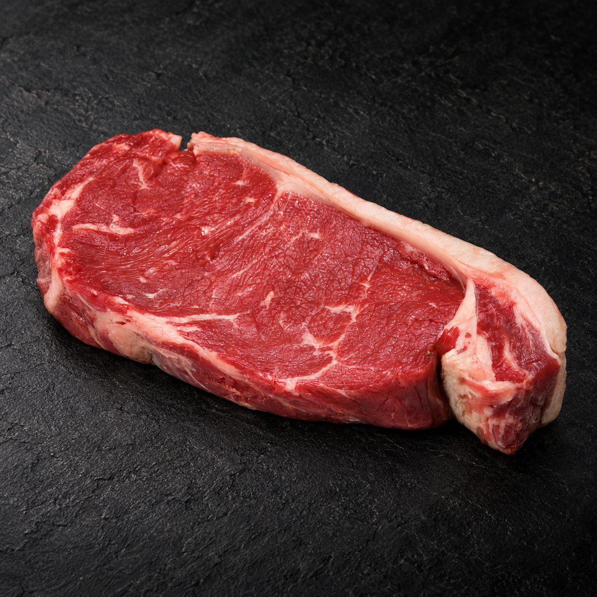Entrecote met vetrand op donkere natuursteen – Meat & Go