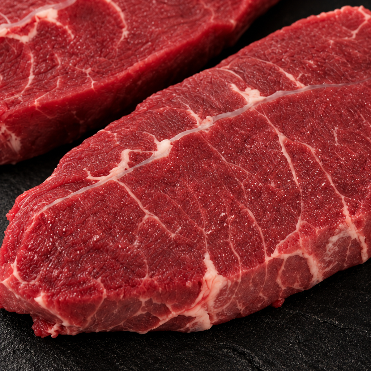 Detail van sucadelap met kenmerkende middenpees – Meat & Go
